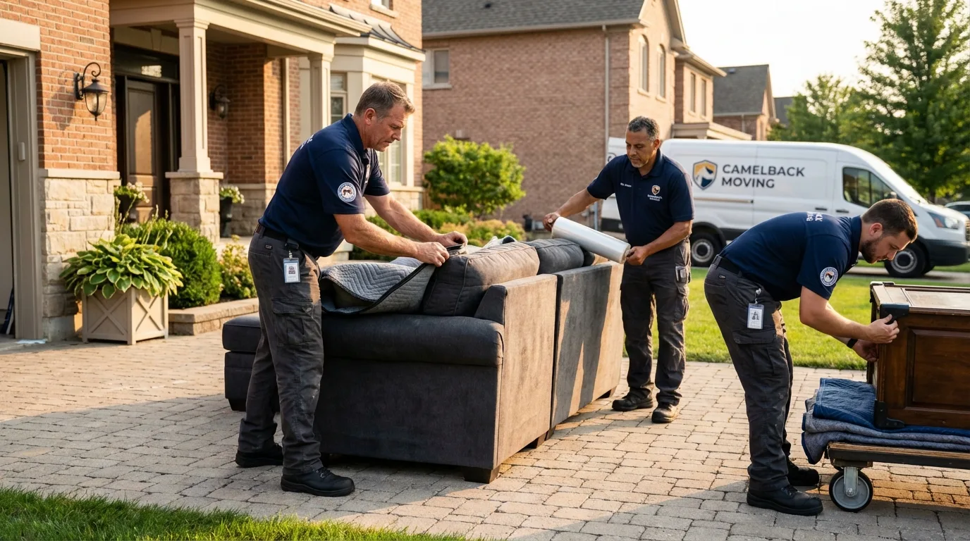 Large estate moving crew wrapping furniture in Lookout Mountain, TN